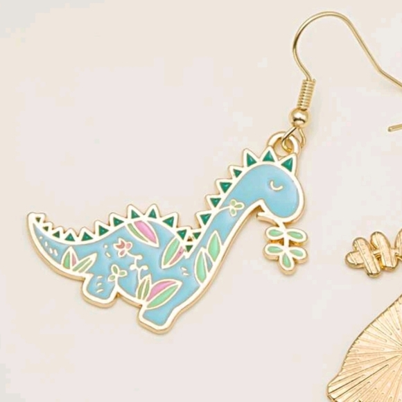 Floral Herbivore Baby Dinosaur Earrings - Picture 2 of 6